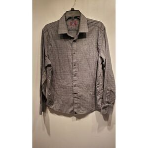 Untuckit Gray Checked Button Front Shirt Mens SZ Medium Slim Fit